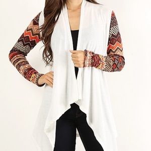Pretty Young Thing-cardigan long sleeve geometric print ivory/orange NWT